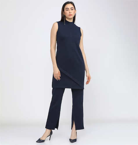 Navy Blue High Neck Tunic